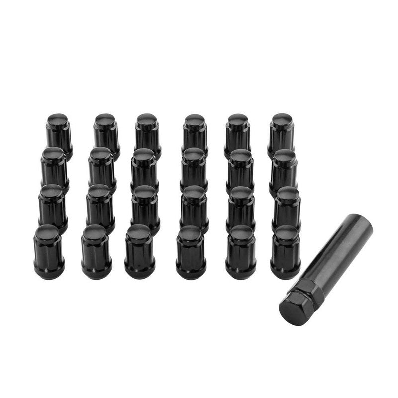 Partschoice 24PCS 12 x 1.5 Black Lug Nut 6 Spline Close End Lug Nuts-Cone Seat-19mm Hex Compatible with Toyota Camry Tacoma Aftermarket Wheels Lug Nut 6 Lug Trucks with 1 Keys - Image 1